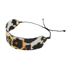 Модные леопардовые Новые мужские и женские браслеты с рисовыми бусинами, плетеные широкие браслеты с рисовыми бусинами