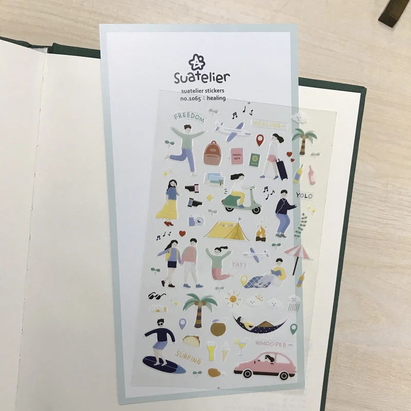 Suatelier Healing Cutting Die Stickers Cute Girl Sea Life DIY Scrapbooking Supplies Diary Home Hobby Adhesive Decoration Craft
