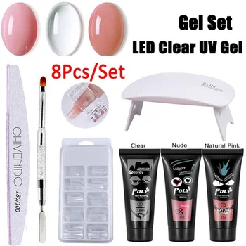 

8Pcs/Kit Nail Gel Polish Set LED Clear UV Gel Varnish Nail Art Quick Building For Nails Extensions Hard Gel Nail Builder Kit