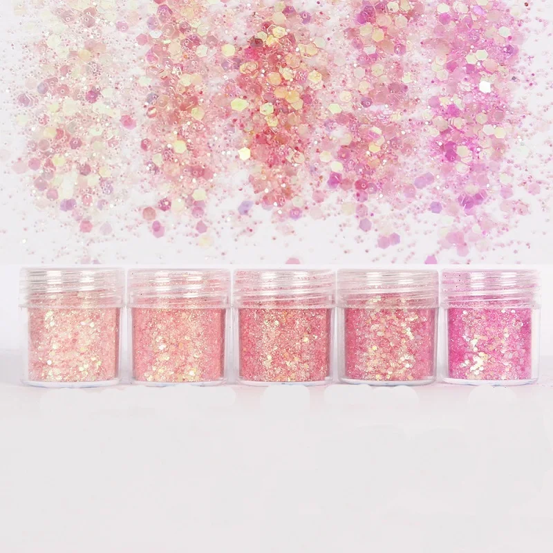5 Box Pink Rose Colorful Nail Glitter Dust Fine Mix 3D Sequins Powder Acrylic | Красота и здоровье