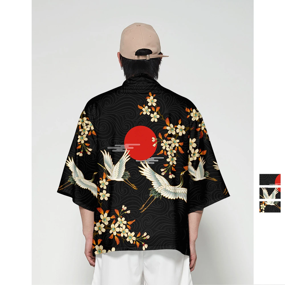 Японское кимоно с рукавом летучая мышь Haori Yukata летнее кардиган Мужская Уличная