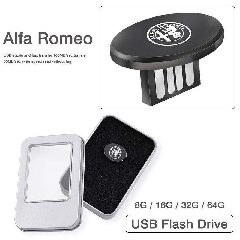 1pcs Metal USB Flash Drive Mini Portable U Disk Car Styling For Alfa Romeo 159 Giulietta Stelvio Giulia Mito Tonale | Автомобили и