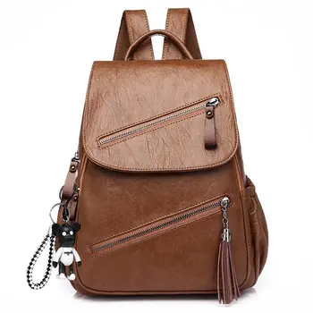 

2020 Women Leather Backpacks High Quality Female Vintage Backpack For Girls School Bag Travel Bagpack Ladies Sac A Dos Back Pack