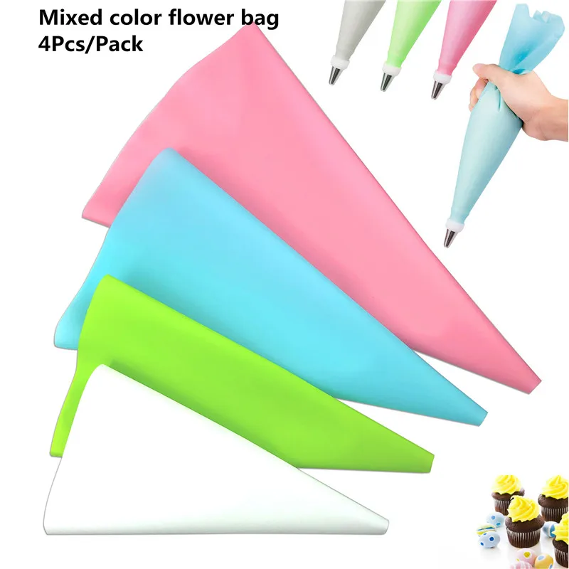 

4 Sizes of Mixed Color Flower Bag Set EVA Cream Squeezed Flower Bag Pastry Bags Cake Tools