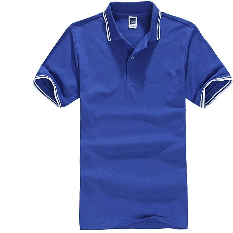 Летняя брендовая мужская футболка, повседневные полосатые топы для фитнеса, хлопковая футболка с коротким рукавом, дышащая футболка для гольфа и тенниса размера плюс 3XL - Цвет: Королевский синий