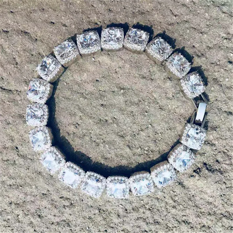 

10MM Tennis Chain Bling Iced Out Cubic Zirconia Bracelet Geometric Square AAA CZ Stone Bracelets Men Women Jewelry