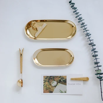 

Nordic wind gold color stainless steel tea plate dessert display plate jewelry collection tray table table coffee table