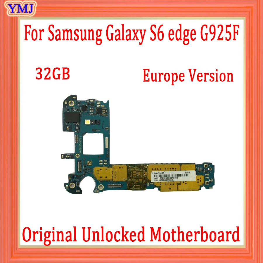 Оригинальная разблокированная материнская плата для samsung Galaxy S6 edge G925F+ полные чипы, европейская версия для Galaxy S6 G925F материнская плата