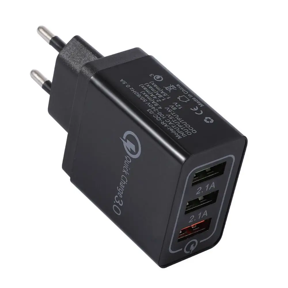 3 порта USB зарядное устройство EU US Plug Светодиодный дисплей 3.1A Быстрая зарядка смарт-зарядное устройство для мобильного телефона для iphone samsung Xiaomi Tablet Черный