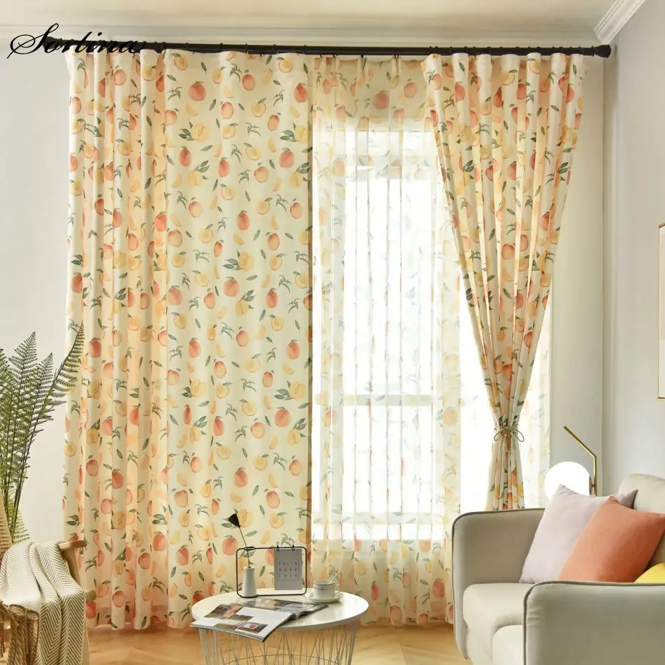Window Curtains Nordic Style Pink Curtains 2 Colors Ins Peach Half