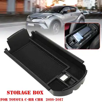 

Car Interior Center Inside Armrest Arm Reat Glove Storage Box Container Black ABS for Toyota C-HR CHR 2016 2017