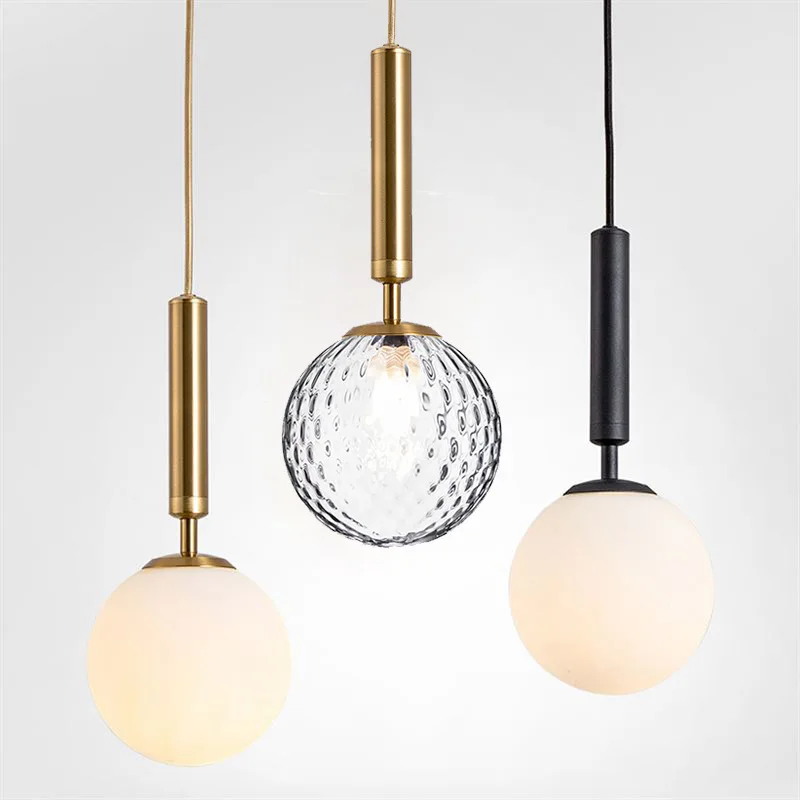 

Modern Simple Glass Ball Pendant Light Nordic Creative Personality Bedroom Bedside Lamp Restaurant Single-headed Lamp mx12241057
