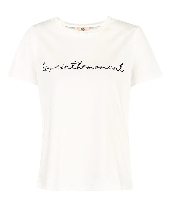 Vero Moda Женская футболка из хлопка с вышитыми буквами и круглым вырезом | 319201554