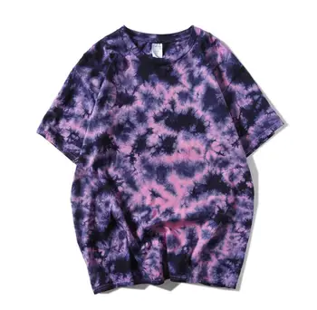 

Tie Dye t shirt Unisex Hip Hop T-shirt Fashion Summer Mens Round Neck loose Tshirts 100%cotton Womens Oversize Tees Tops