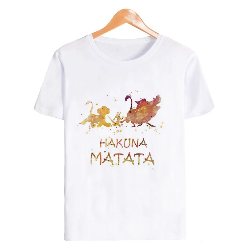 Showtly Lion King HAKUNA MATATA женская футболка It Simba Best Friends Harajuku Kawaii уличная Корейская стильная негабаритная футболка - Цвет: XWT0774-white