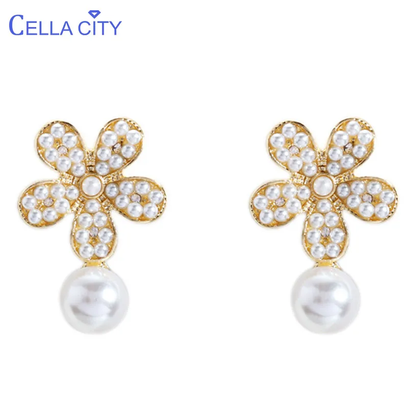 

Cellacity Korean Silver 925 Earrings for Women Drop Pearl Earring High Quality Gorgeous Created Ear Fine Jewelry Wholesale
