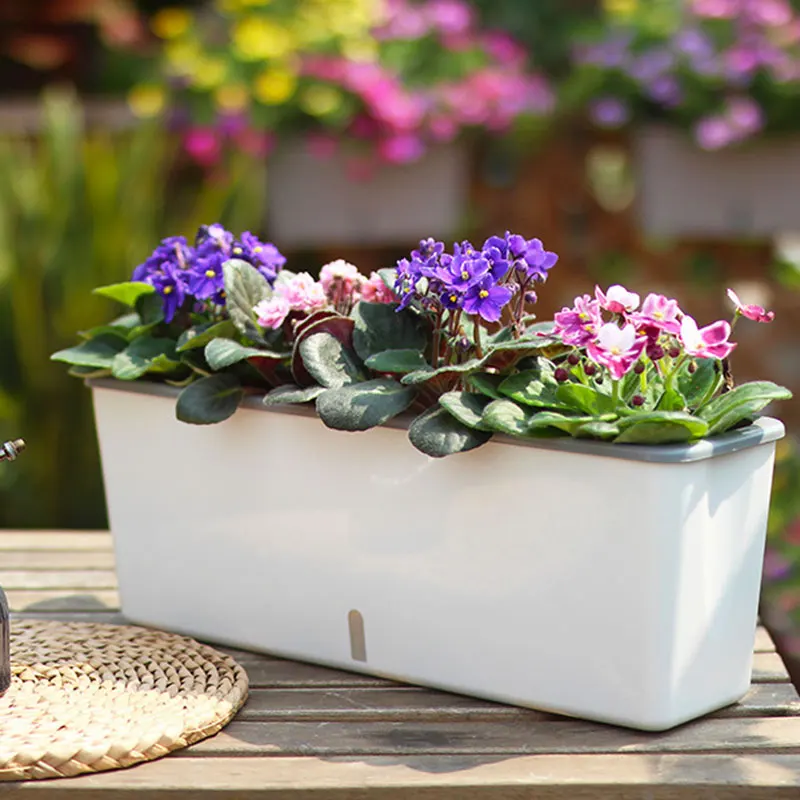Doppi vasi da fiori pigri fioriera autoirrigante vaso agricolo rettangolare  lungo per giardino interno esterno decorativo - AliExpress