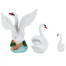 Смола Имитация Лебедя-форма Статуэтка для сада уличная скульптура газон садовая сцена Декор 3 шт