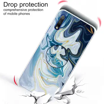

100pcs/lot Marble Grain Protector Phone Case For Huawei Honor 9X 20 Pro 7A Stand Holder Silicone Back Cover Coque