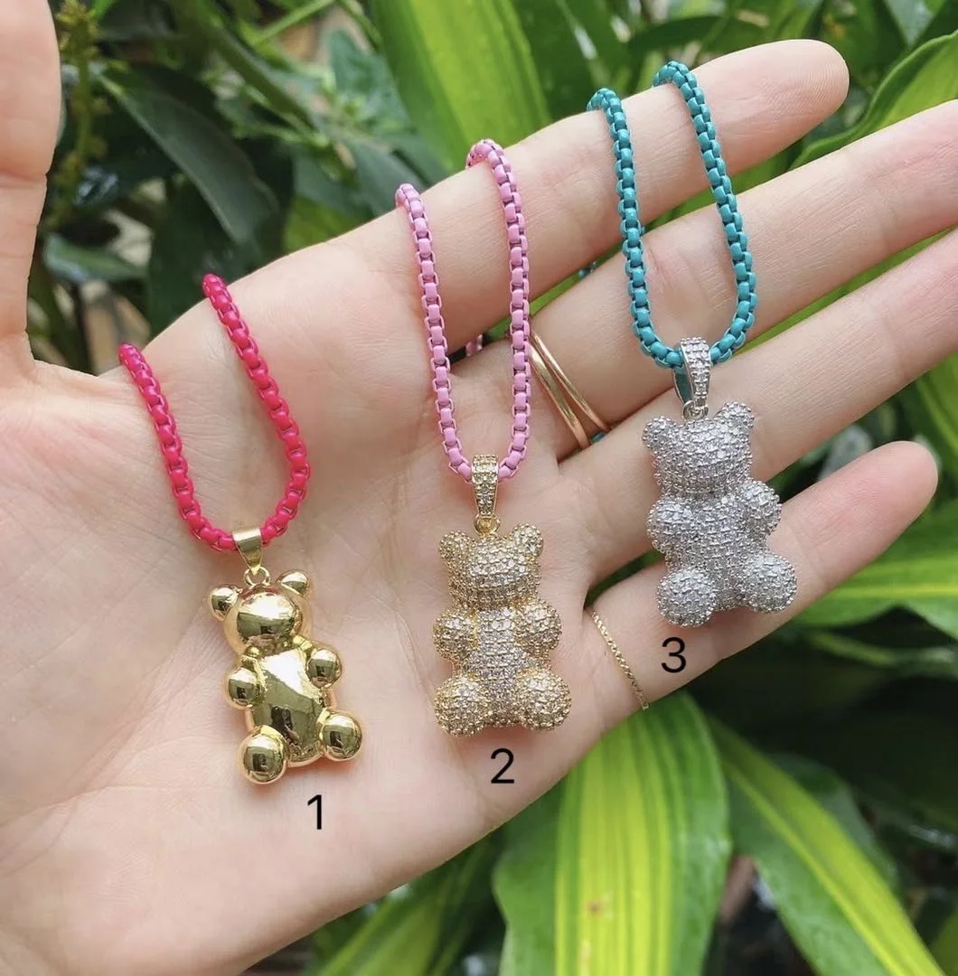

3Pcs Trendy Micro Pave CZ Zircon Cute Animal Gold Pendant Men&Women Necklace Luxury Rock High Quality Fine Gift Jewelry