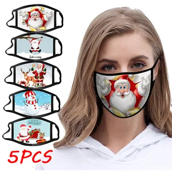 

5pc Fashion Christmas Design Face-ma-sk 2020 New Year Merry Christmas Decoration Comfortable Cloth Face-scarf For Men Women