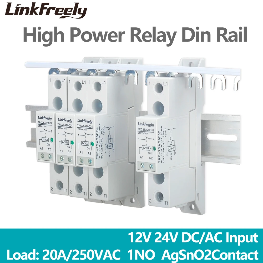 Módulo Eletromagnético do Painel de Controle do Contato Trilho do Ruído do Relé do Poder Superior Entrada 24vdc ac 20ma 250v ac 20a Trc25a20c24