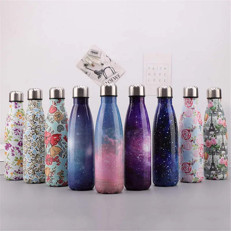 

Starry Sky Thermos Flask Floral Water Bottle Double Wall Stainless Steel Insulated Drink Bottle Tea Coffee Cup Mug Bike Gym Mug