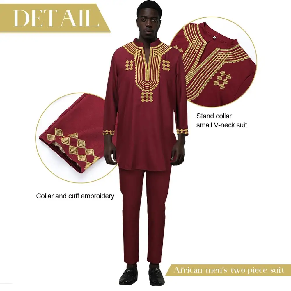 Мужской комплект из 2 предметов Fadzeco Dashiki топа и брюк в африканском стиле