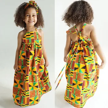 

Toddler Baby Girls African Print Off Shoulder Hair Band Princess Casual Dress Casual Dresses For Girls Wear Children Clothing