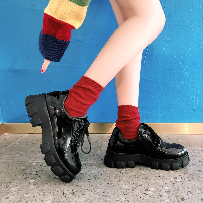 Platform Oxfords Brogue Flats Shoes 