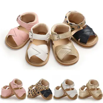 

0-18M Summer Baby Kid Boy Girl Sandals Prewalker Newborn Soft Sole Crib Shoes Solid Non-slip PU Leather Breathable Toddler Shoes