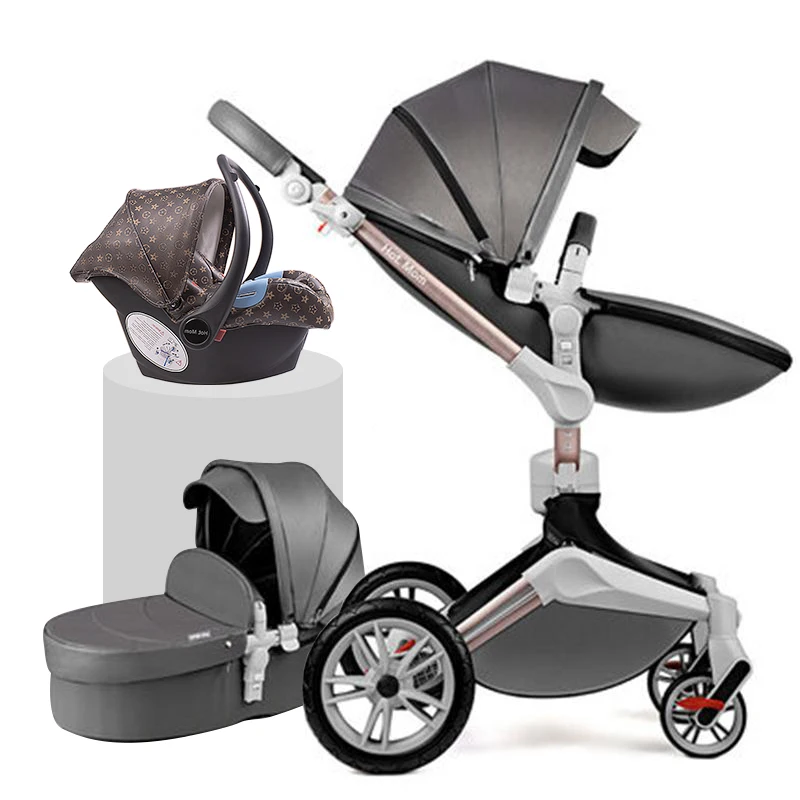 dark grey 3in1 Оригинальная популярная Роскошная коляска для мамы с высоким пейзажем, 3 в 1, складная коляска для новорожденных - Цвет: dark grey 3in1