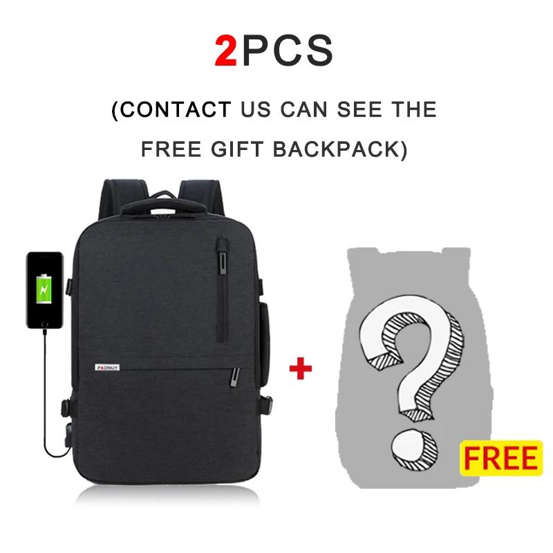 2 x Backpacks Купить 1 получить 2 рюкзак сумка для ноутбука Мужская Противоугонная мужская сумка большой емкости дорожная usb зарядка ноутбук бизнес сумки унисекс сумка - Цвет: 2 x Backpacks