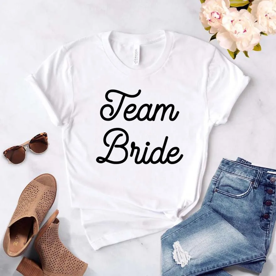 Команда Невесты печати Женская футболка смешные изделия из хлопка футболка для Yong Леди Девушка Топ Футболка хипстер Прямая поставка NA-399