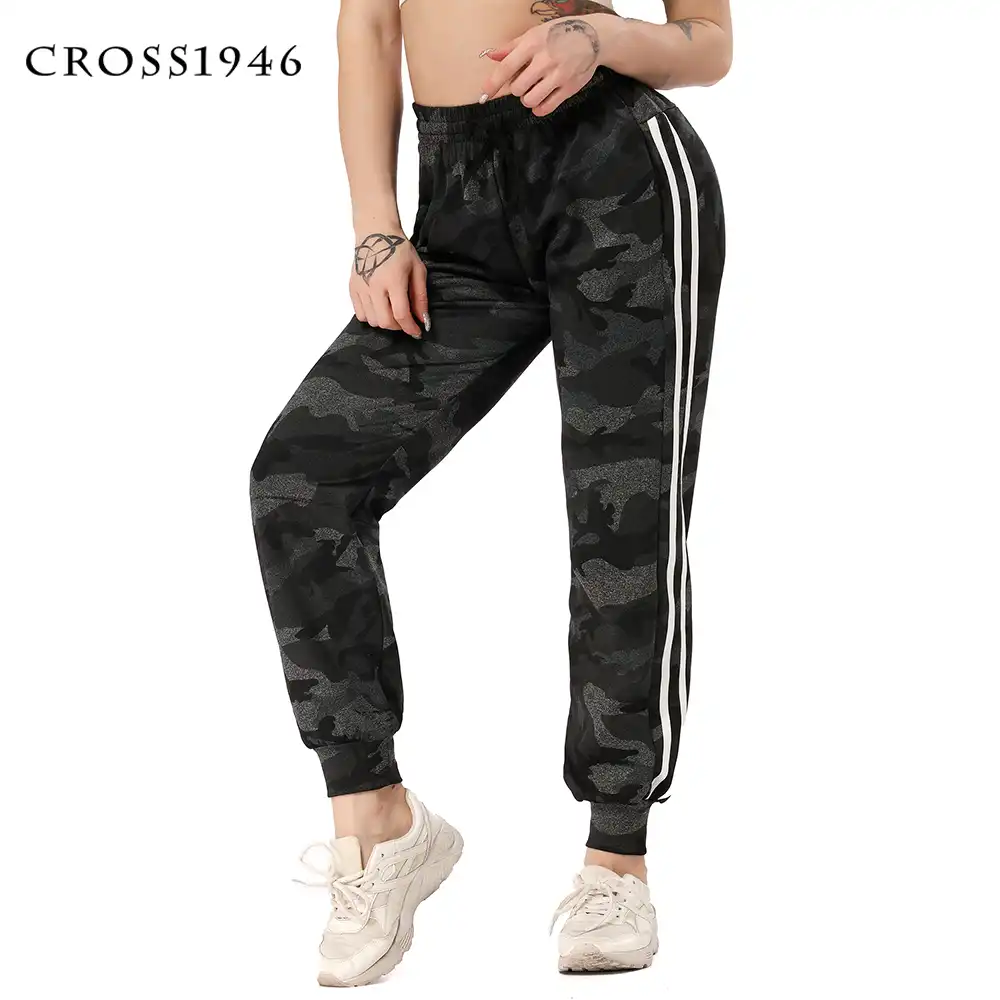 jogger pants with white lines