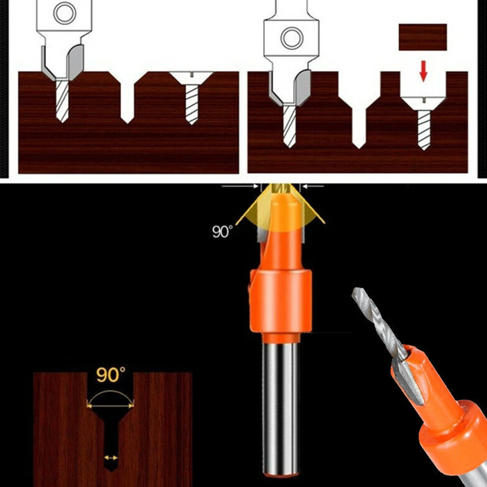 6PCS Countersink Drill Bit Set Screw Woodworking Chamfer Tools Quick