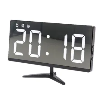 

LED Mirror Alarm Clock Digital Clock Snooze Display Time Night LCD Smart Sensing Brightness 3 Alarm Rings Setting WIth USB Cable