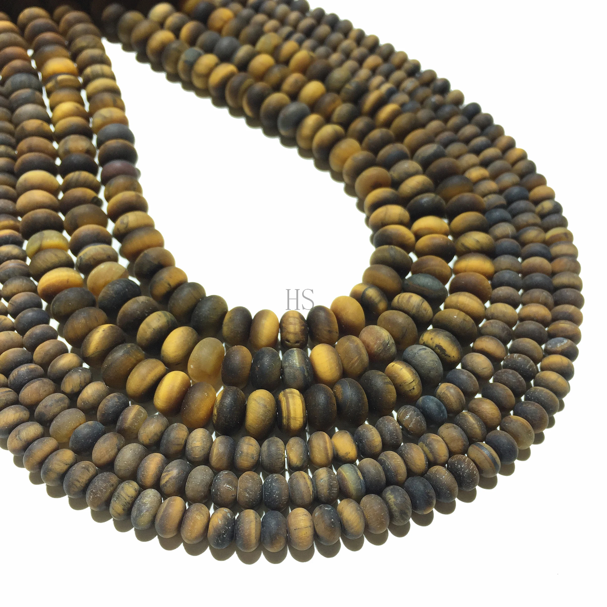 

Natural Stone Matte Tiger's Eye Tigereye Rondelle Round Loose Bead Gemstone Jewelry Healing Energy Bracelet Necklace 4x6mm 5x8mm