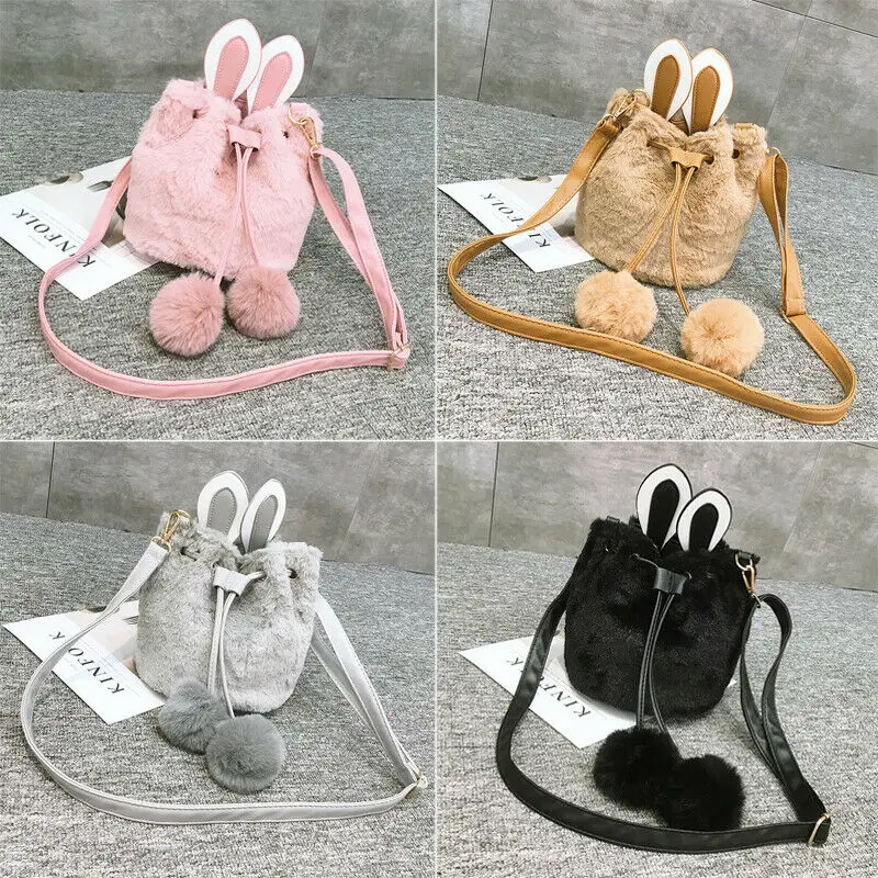 Lolita Cute Bunny Kawaii Long Ear Rabbit Plush Doll Girls Backpack Shoulders Bag 