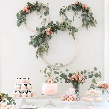 

Cyuan Metal Wreath Wedding Decoration Gold Color Hoop Garland Artificial Flower DIY Floral Hoop Baby Shower Party Decoration