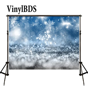 

VinylBDS Christmas Background Sparking Blue Light Spot Masquerade Backdrops Naked Baby Background Snow Bokeh Backgrounds