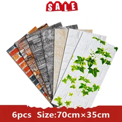 6PCS DIY Brick Sticker Self Adhesive Panels Waterproof 3D Wallpaepr Foam Wall Paper Living Room Wallpaper Mural Bedroom Decor