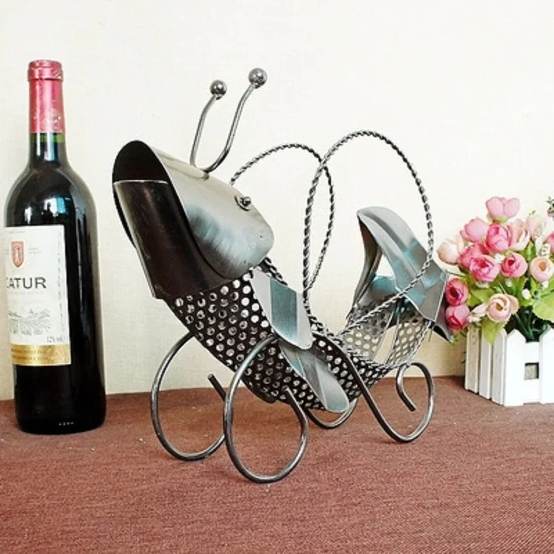 O.RoseLif New Lucky Fish Metal Wine Rack Cute Creative Handmade Portable Iron Wine Holder Richer Fish Home Christmas Decoration