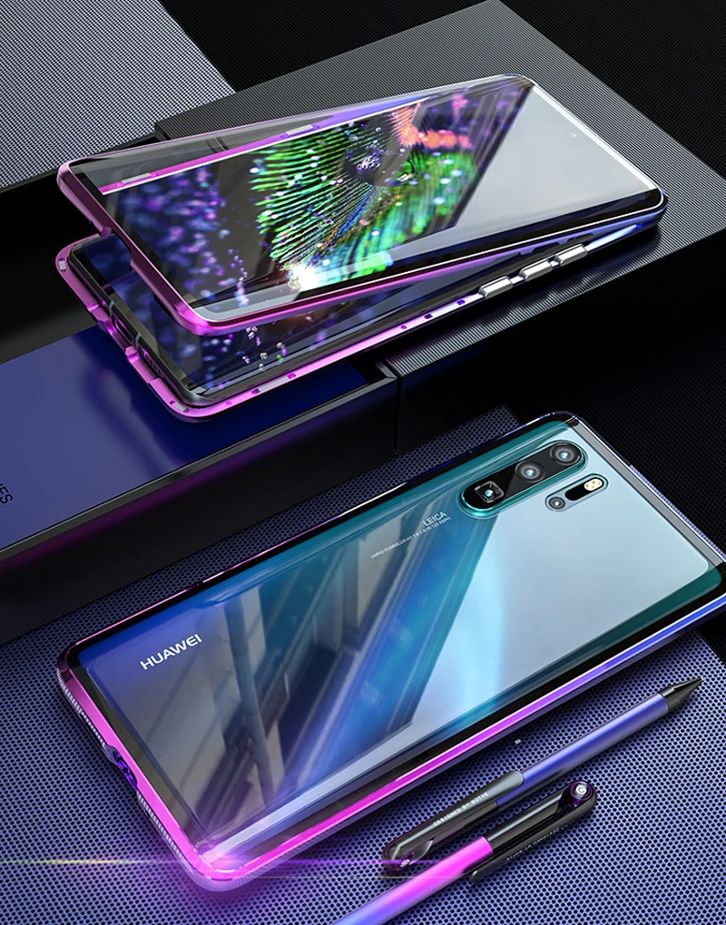 Роскошный защитный Магнитный чехол на весь корпус для huawei P30 Pro P20 mate 20 Pro 360, чехол из закаленного стекла на заднюю панель huawei P30Pro