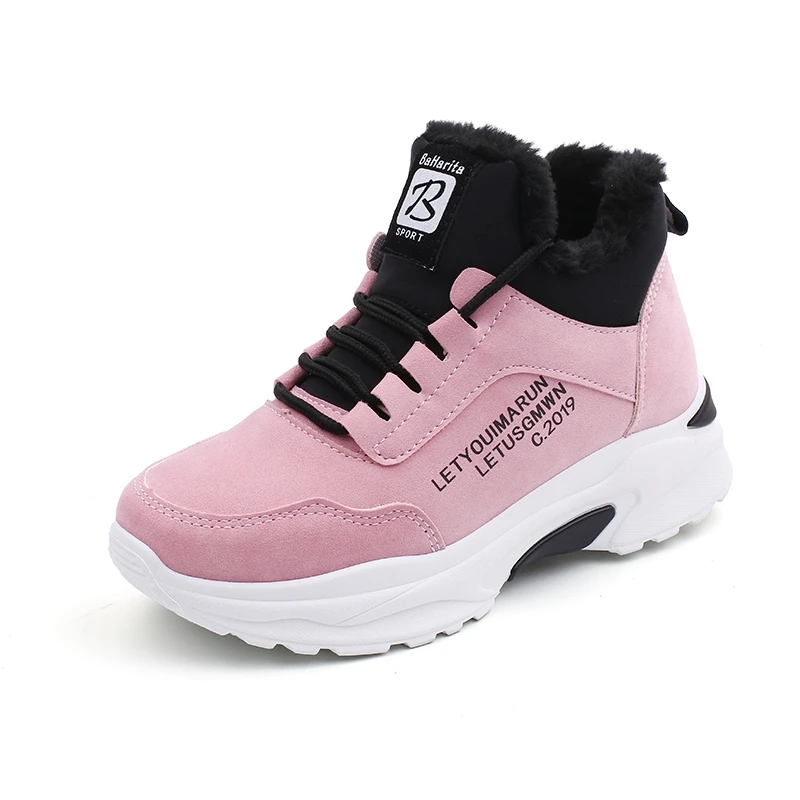 Повседневная обувь; женская зимняя брендовая Вулканизированная обувь для женщин; теплые удобные уличные кроссовки; zapatillas mujer; обувь для отдыха - Цвет: pink3