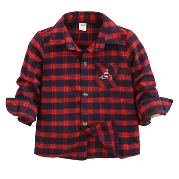 

Cross Border for Spring And Autumn New Style Childrenswear Long-sleeved Red Plaid Shirt BOY'S Casual Cotton Long Shirt