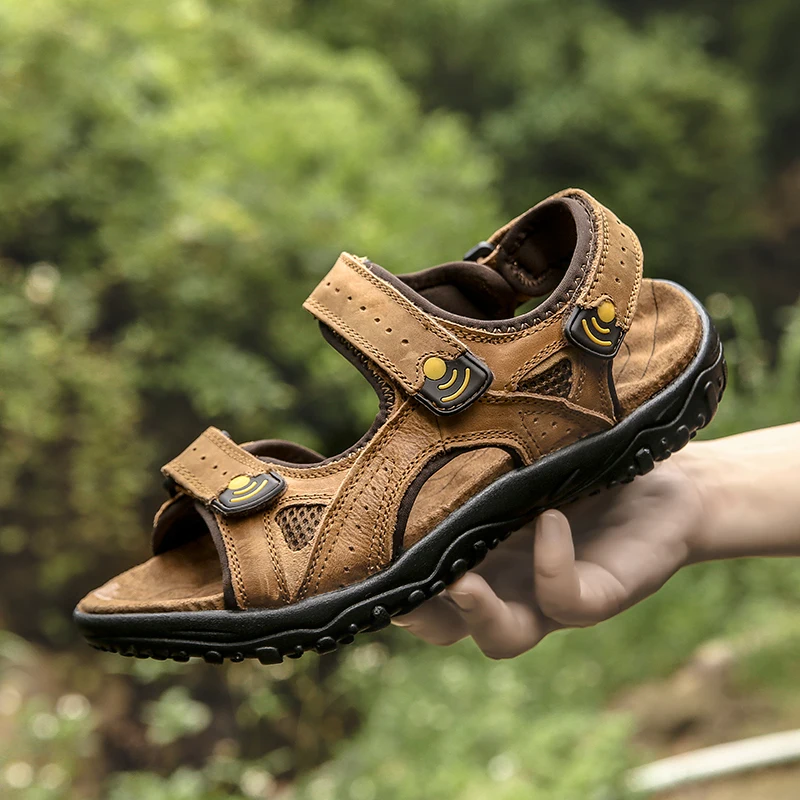 

Men Sandals Leisure Beach Men Casual Shoes outdoor High Quality Fashion Genuine Leather Sandals breathable Men's Beach Sandals