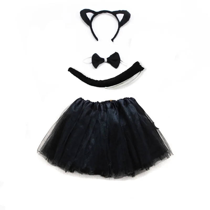 Costume Set Kid Halloween party cosplay cat ear headband hairband gloves performance stage dance wear