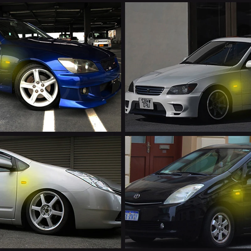 2PcsDynamic Amber LED Side Marker Light Tuan Signal Lamp For Toyota Prius Kluger Wish RAV4 Altezza Crown Land Cruiser Isis Lexus