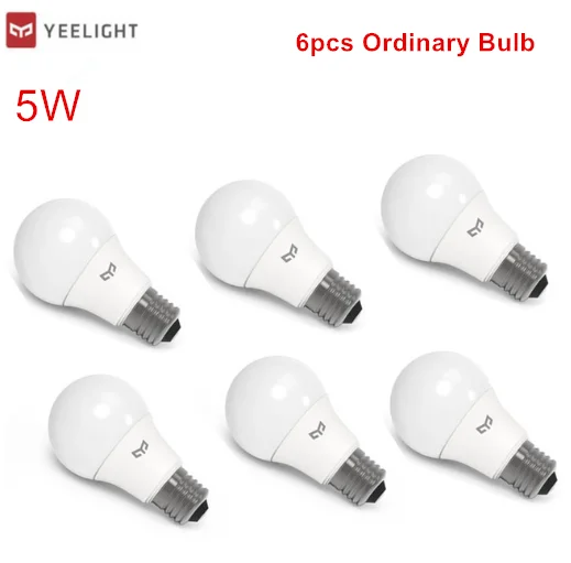 6Pcs 5W Ordinary Комплект Xiaomi Smart/Обычный белый светодиодный E27 лампы светильник приложение Wi-Fi пульт для группы Управление 3000 k-5700 k 6,5 W 450lm 220-240V 50/60Hz - Цвет: 6Pcs 5W Ordinary
